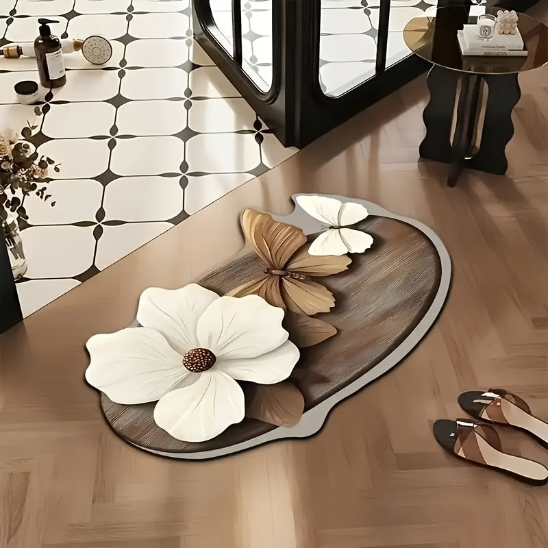 Tapis de Salle de Bain Haut de Gamme Artistique à Motif Papillon Floral chaussures 