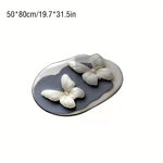 Tapis de Salle de Bain Haut de Gamme Artistique à Motif Papillon Floral - Vignette | Douceur De Bain