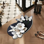 Tapis de Salle de Bain Haut de Gamme Artistique à Motif Papillon Floral - Vignette | Douceur De Bain