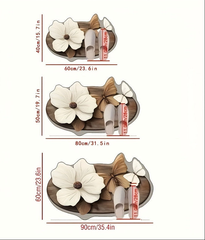 Tapis de Salle de Bain Haut de Gamme Artistique à Motif Papillon Floral tailles 