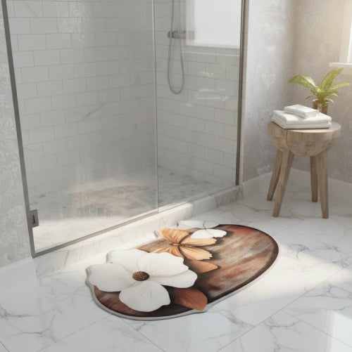 Tapis de Salle de Bain Haut de Gamme Artistique à Motif Papillon Floral  vitre  douche 