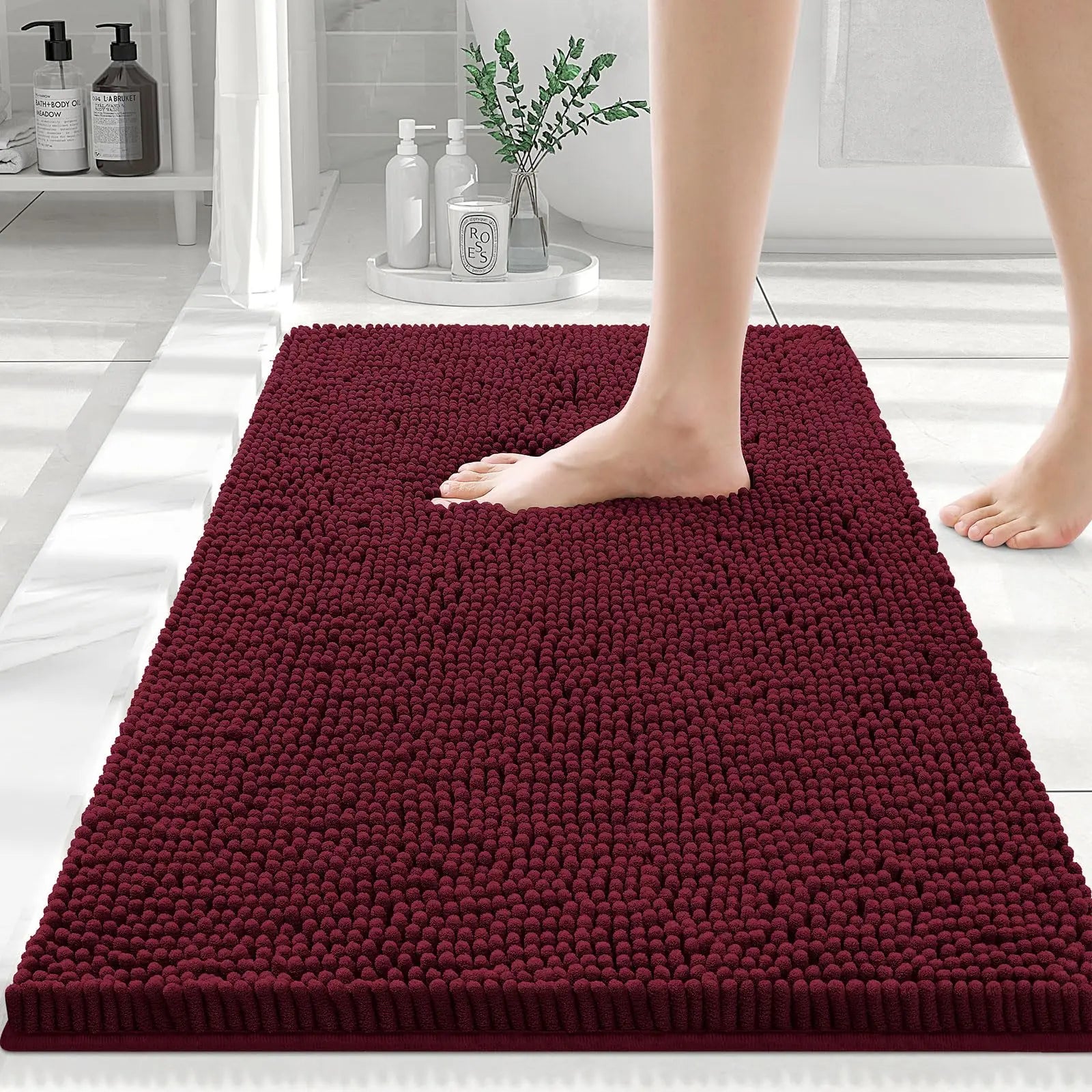Tapis de bain 60X90 bordeaux