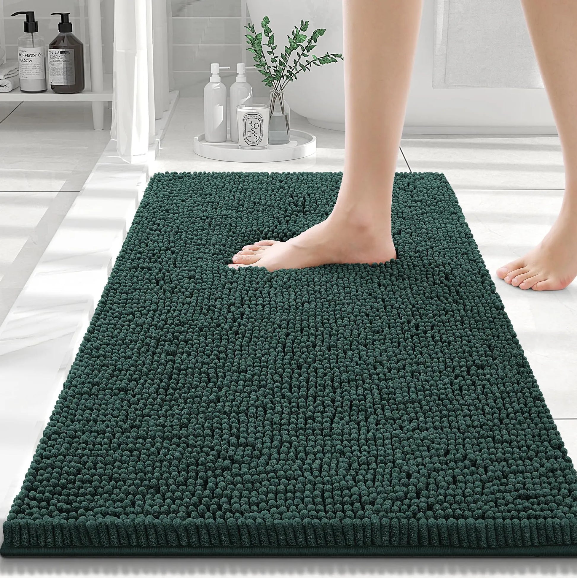 Tapis de bain 60X90  vert pieds
