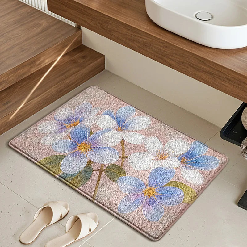 Tapis de bain Champ de Fleur bleu 
