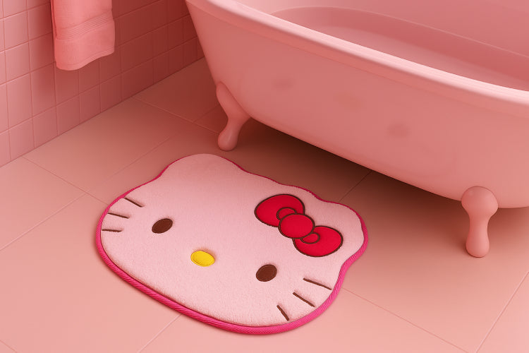 Tapis de bain Hello Kitty rose papillon rouge 