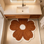 Tapis de bain Luxe Doux et Moelleux Marron à Fleurs - Vignette | Douceur De Bain