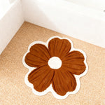 Tapis de bain Luxe Doux et Moelleux Marron à Fleurs - Vignette | Douceur De Bain
