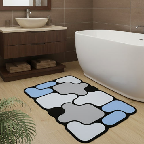 Tapis de bain absorbant antidérapant baignoire  bleu 