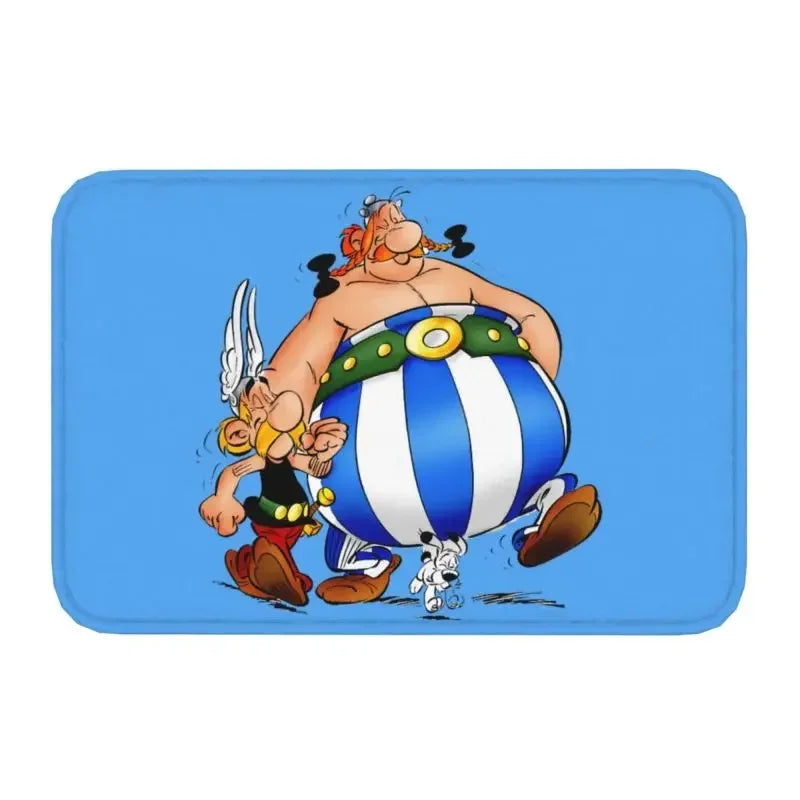 Tapis de bain antidérapant Astérix et Obélix bleu 