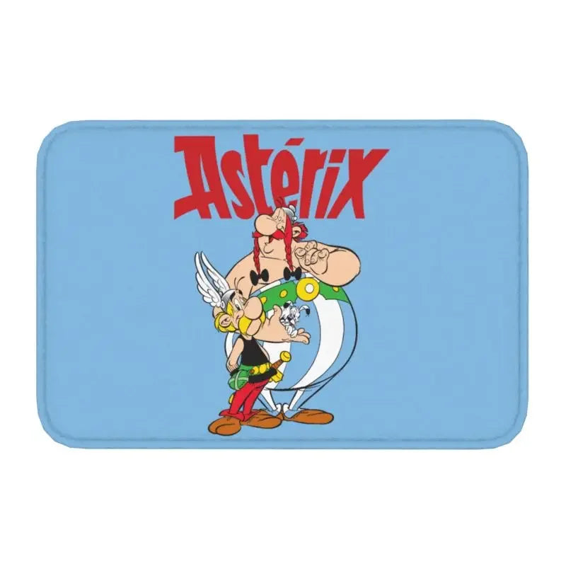 Tapis de bain antidérapant Astérix et Obélix bleu clair 