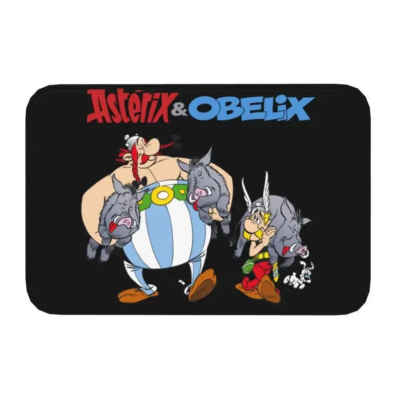 Tapis de bain antidérapant Astérix et Obélix cochon noir 
