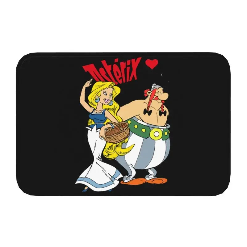 Tapis de bain antidérapant Astérix et Obélix noir 