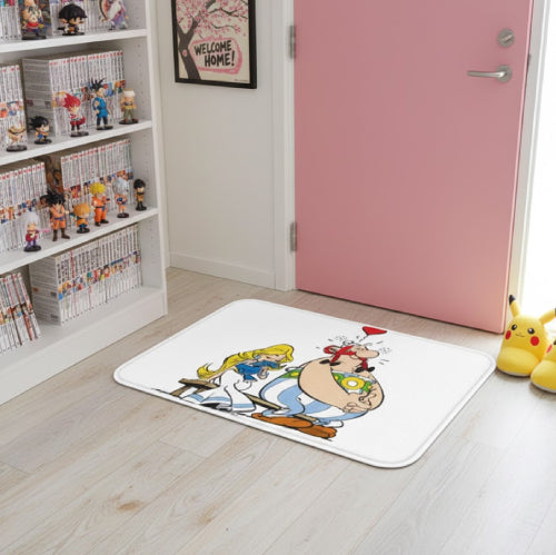 Tapis de bain antidérapant Astérix et Obélix  porte rose 