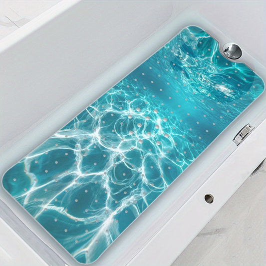 Tapis de bain antidérapant avec ventouses design bleu