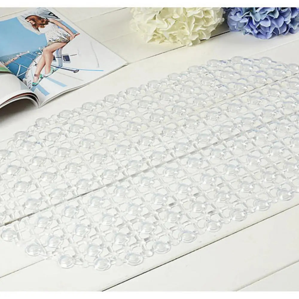 Tapis de bain antidérapant en PVC transparent pour salle de bain pliable ventouse