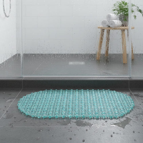 Tapis de bain antidérapant en PVC transparent pour salle de bain pliable  vitre  sol 