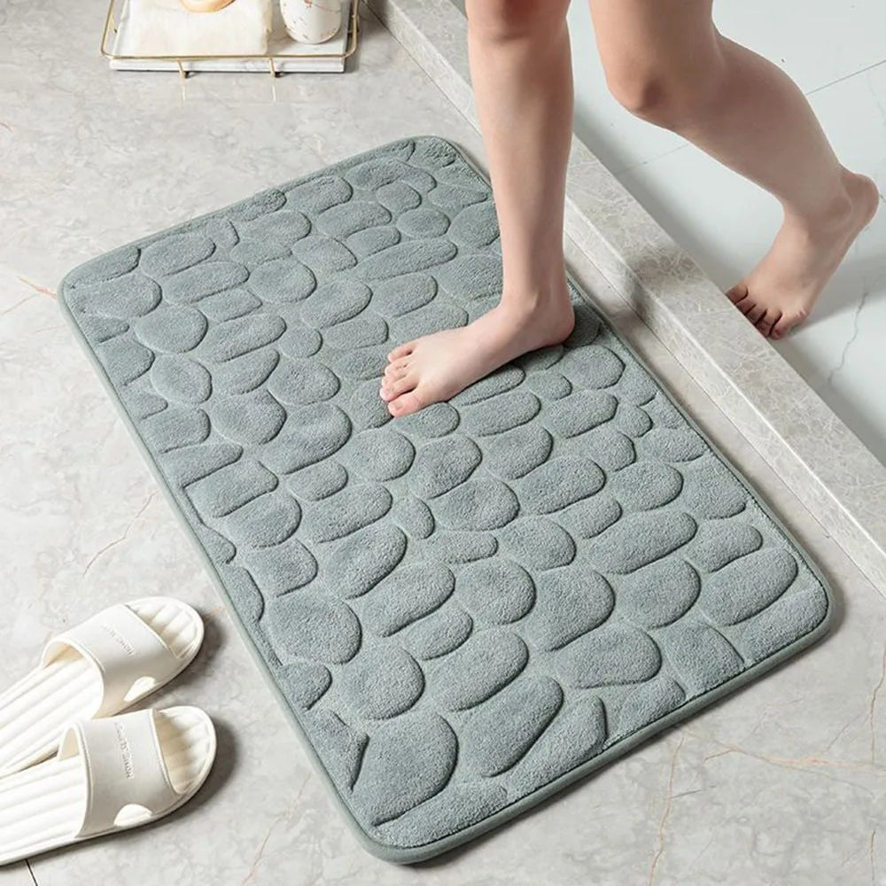 Tapis de bain antidérapant en relief avec pavés et absorbant l'eau douche