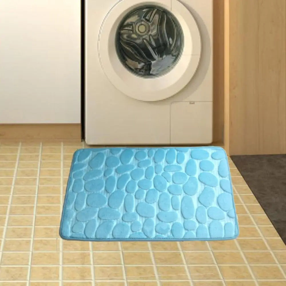 Tapis de bain antidérapant en relief avec pavés et absorbant l'eau machine à laver