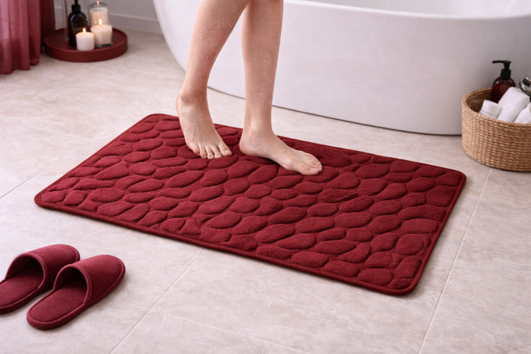 Tapis de bain antidérapant en relief avec pavés et absorbant l'eau  pieds 