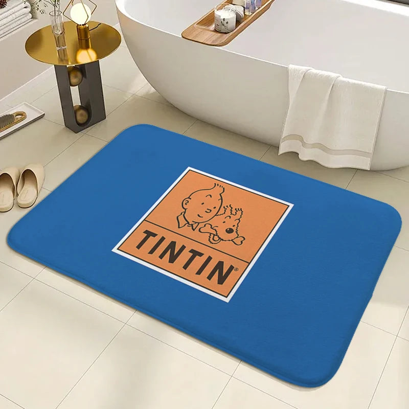 Tapis de bain antidérapant les histoires de Tintin bleu 
