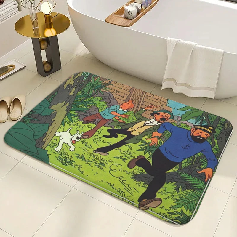 Tapis de bain antidérapant les histoires de Tintin  foret 