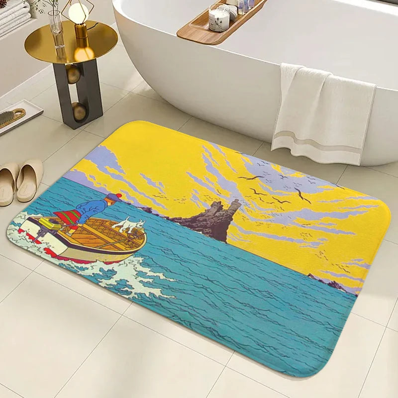 Tapis de bain antidérapant les histoires de Tintin  ile 