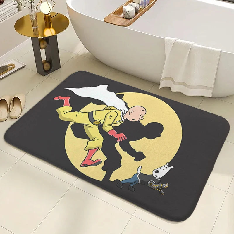 Tapis de bain antidérapant les histoires de Tintin  jaune 