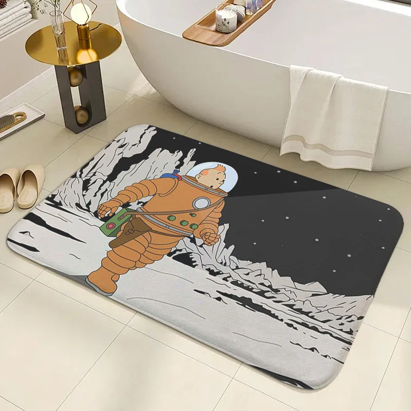 Tapis de bain antidérapant les histoires de Tintin  lune 