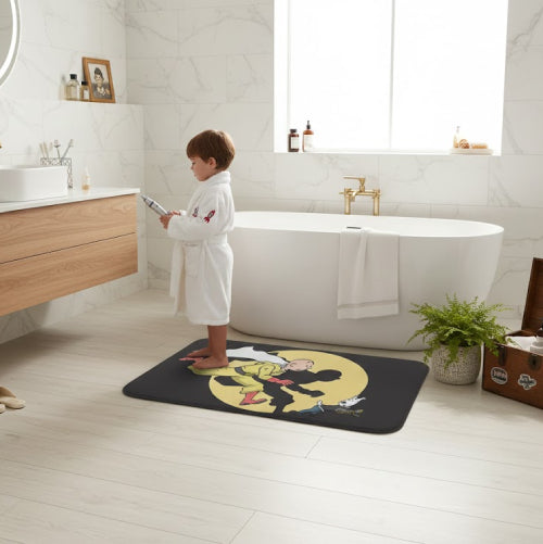 Tapis de bain antidérapant les histoires de Tintin plante 