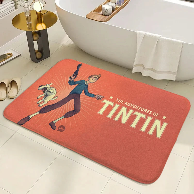 Tapis de bain antidérapant les histoires de Tintin rouge 
