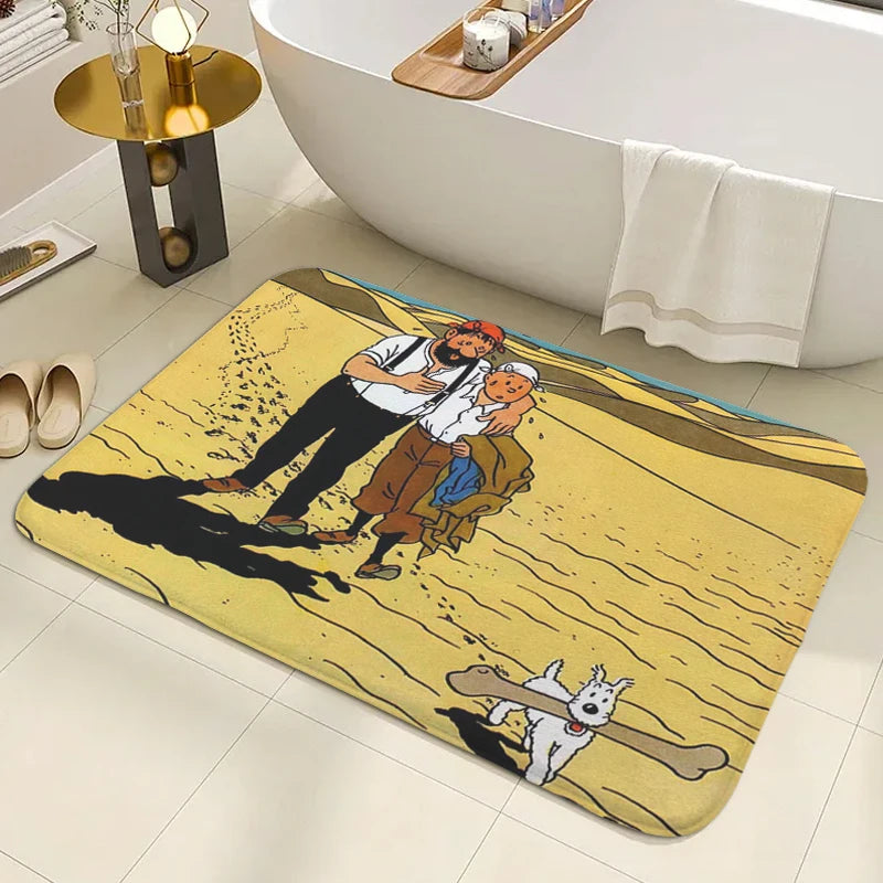 Tapis de bain antidérapant les histoires de Tintin  sable 