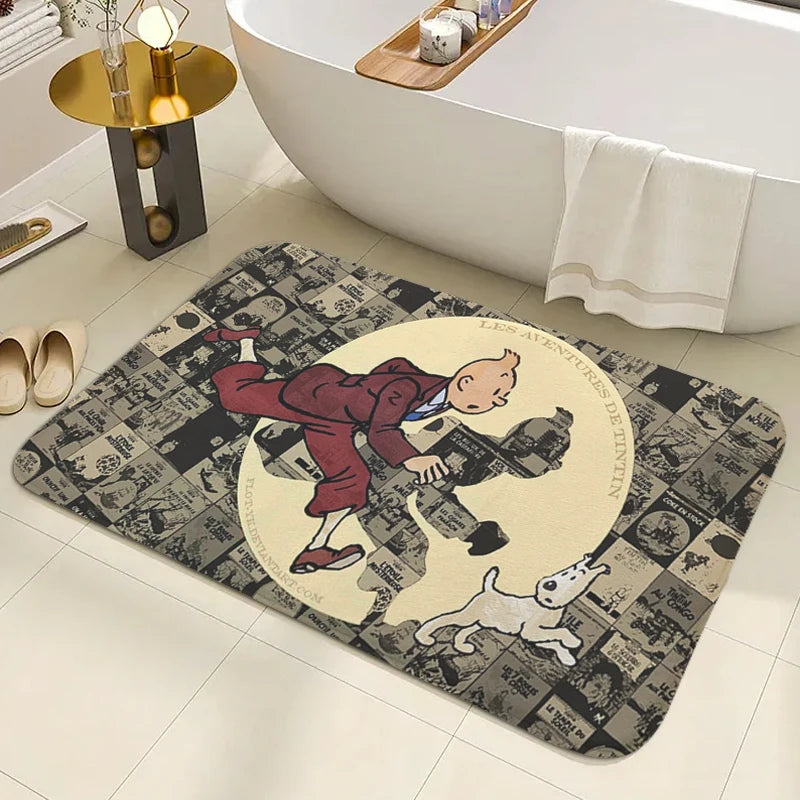 Tapis de bain antidérapant les histoires de Tintin   un chien 