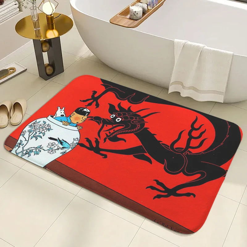 Tapis de bain antidérapant les histoires de Tintin  vase 