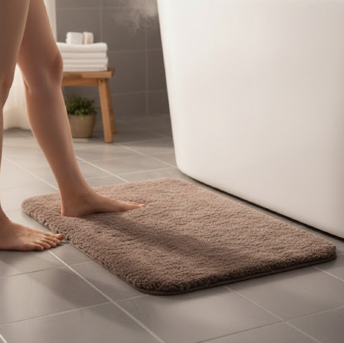 Tapis de bain antidérapant rose kaki 