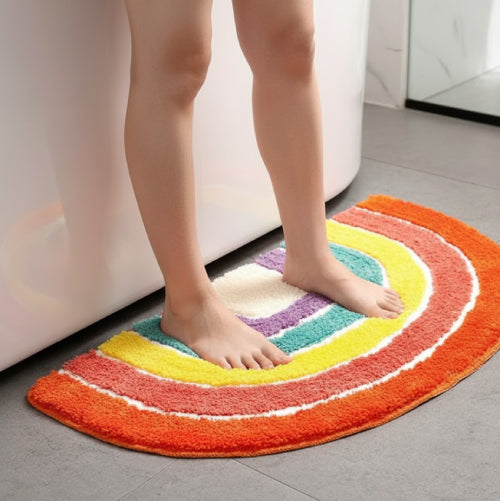 Tapis de bain arc en ciel pieds 
