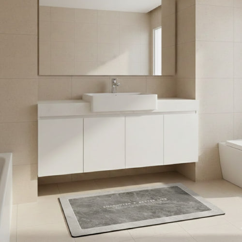 Tapis de bain argile gris lavabo 