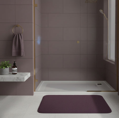 Tapis de bain aubergine douche