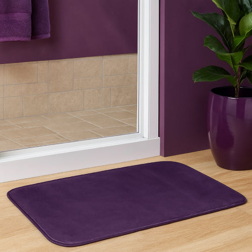 Tapis de bain aubergine plante 