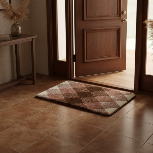 Tapis de bain beige et marron  entrée 