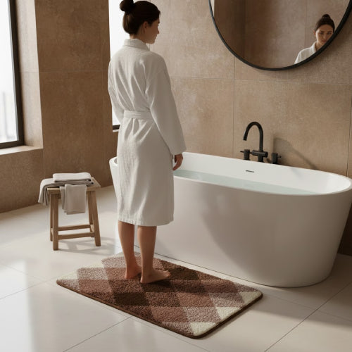 Tapis de bain beige et marron sol 