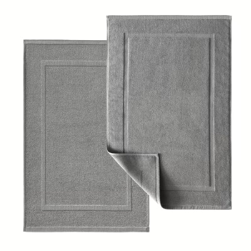 Tapis de bain bleu canard fond blanc 