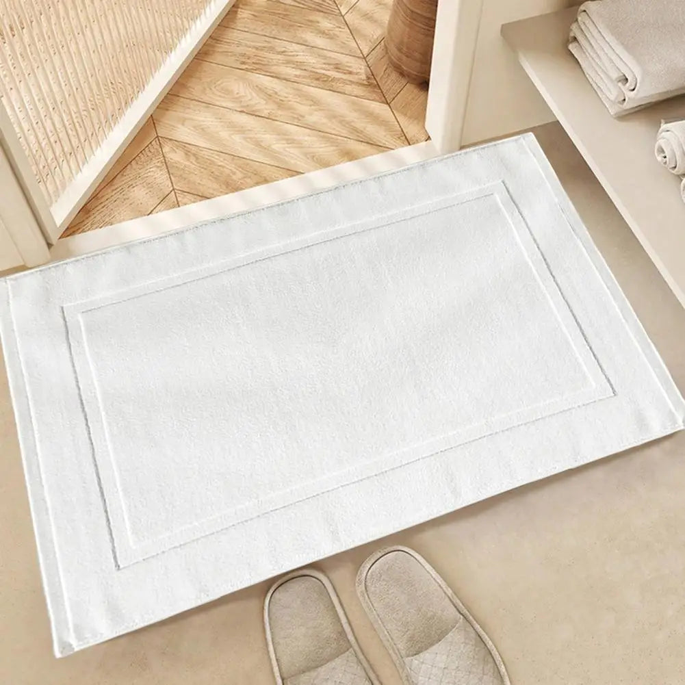 Tapis de bain bleu canard porte