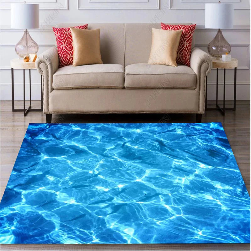 Tapis de bain bleu lagon bleu