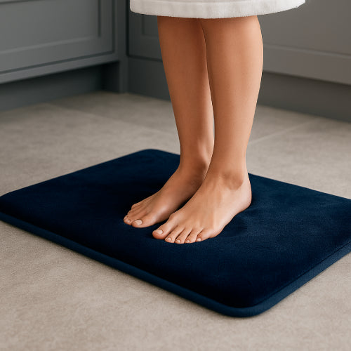 Tapis de bain bleu nuit  sol 