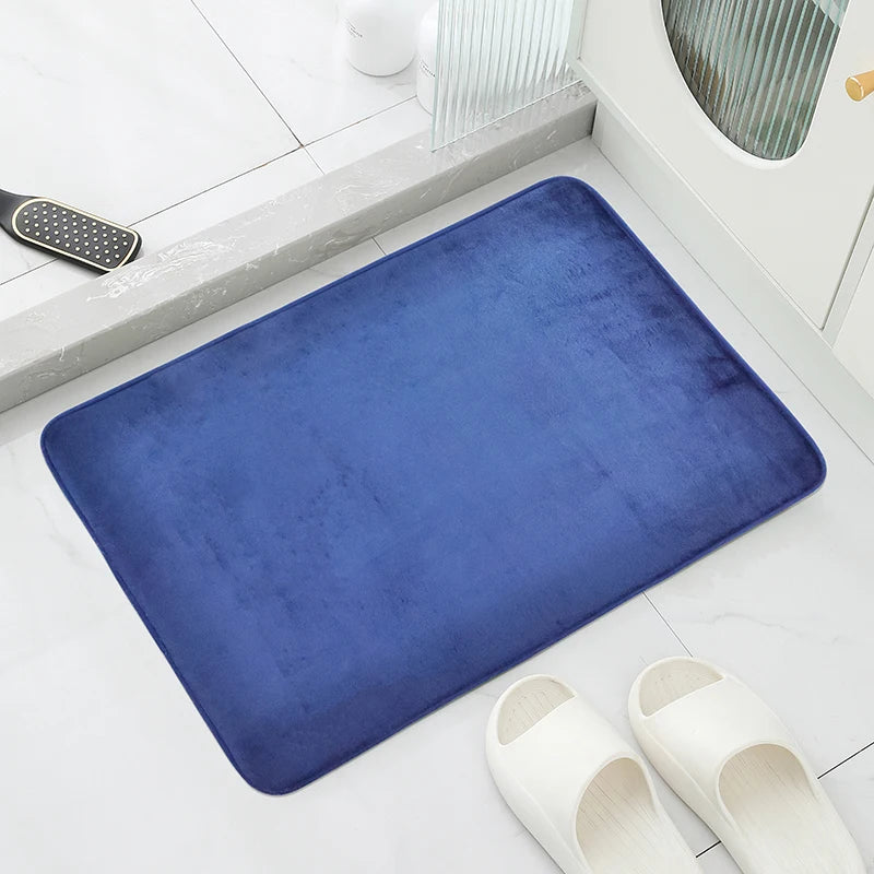 Tapis de bain bleu pétrole douche