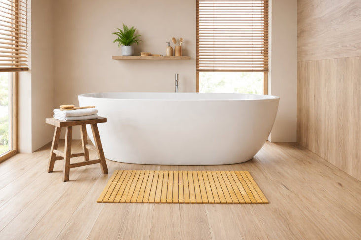 Tapis de bain bois baignoire