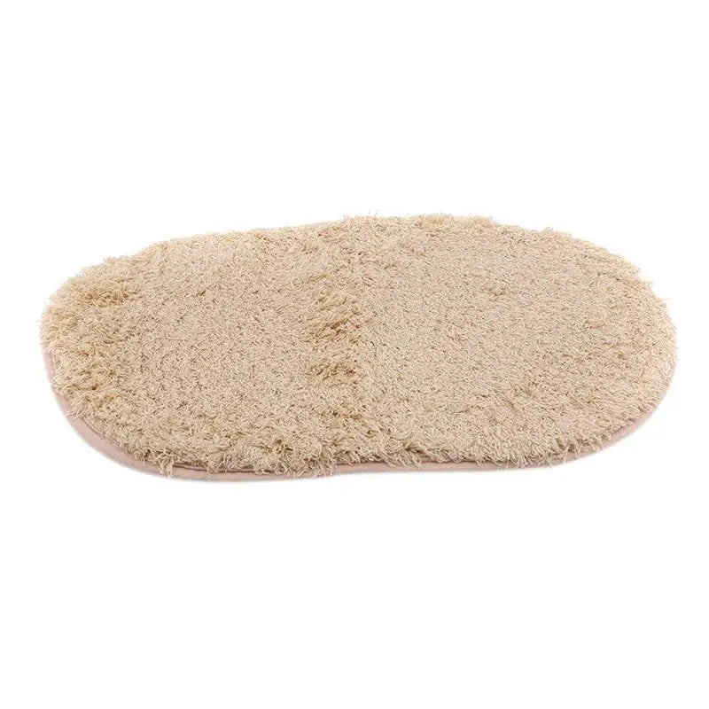 Tapis de bain bouclette beige peluche