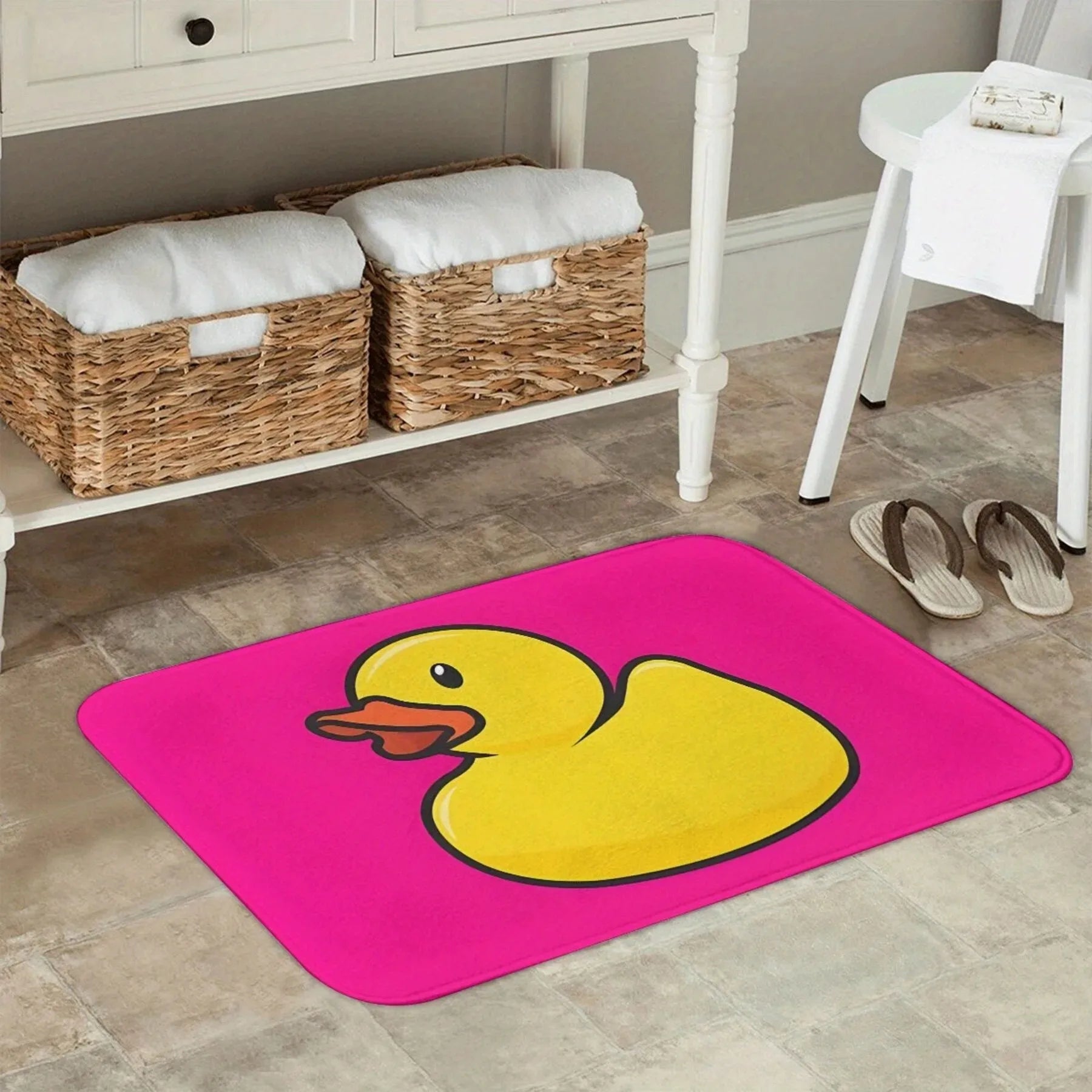 Tapis de bain canard rose