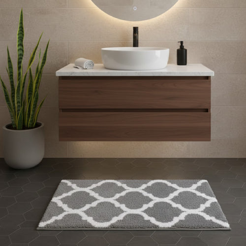 Tapis de bain carreaux de ciment  plante 