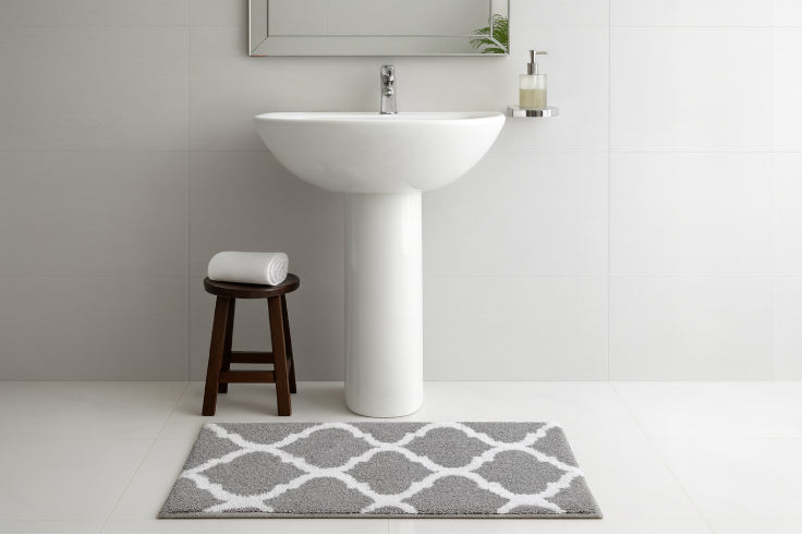 Tapis de bain carreaux de ciment tabouret 